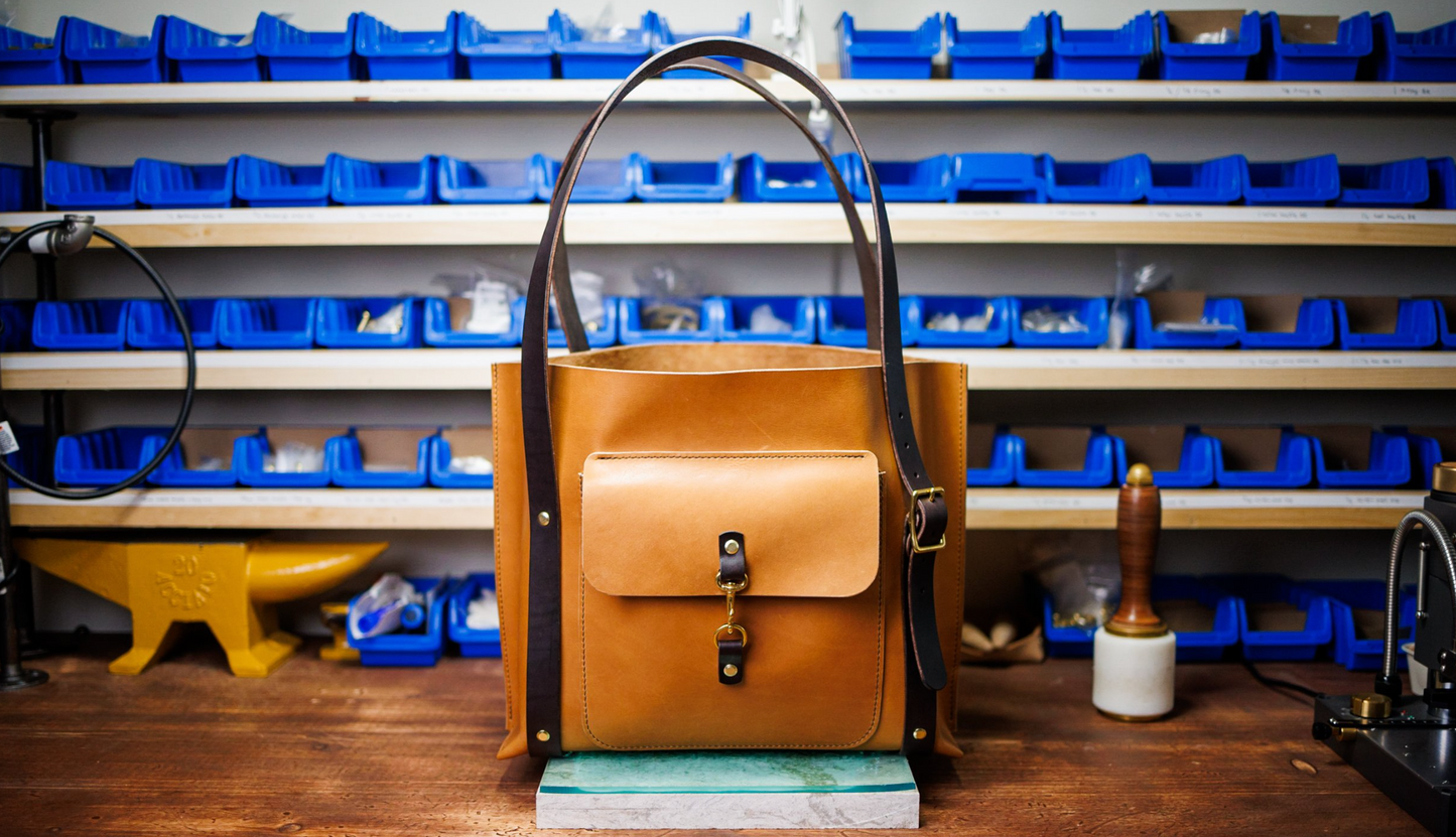 Uxbridge, Ontario - Caruso Leather - Front Pocket Large Tote Bag